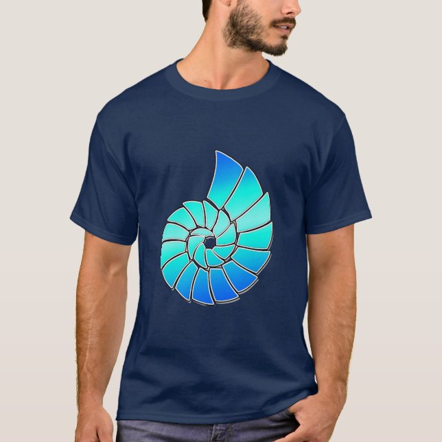 T-shirts Nautilus azul brilhante Shell (Frente)