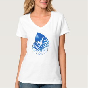 T-shirts Nautilus shell - azul de cobalto e branco