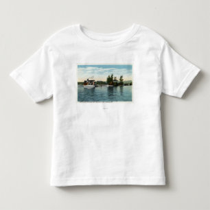 T-shirts Navio a vapor do tio Sam na aterragem da ilha do