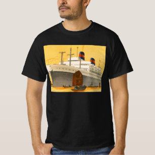 T-shirts Navio de Cruzeiro Vintage para o Oriente com Barco