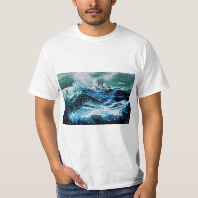 T-shirts Navio no mar em tempestade (Frente)