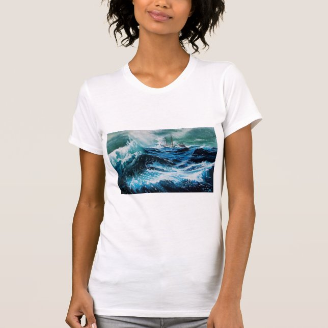 T-shirts Navio no mar em tempestade (Frente)