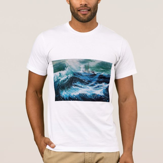 T-shirts Navio no mar em tempestade (Frente)