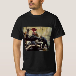 T-shirts Negócios Vintage, Plataforma de Petróleo no Oceano