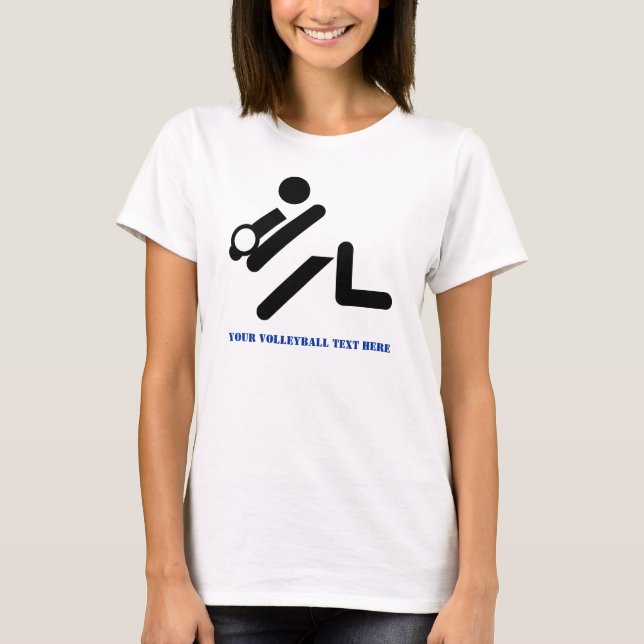 T-shirts Negra de voleibol, costume azul (Frente)