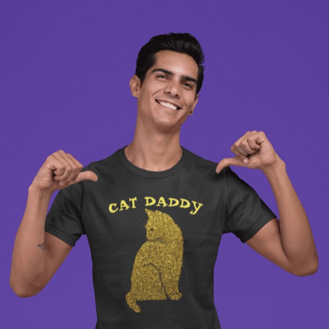 T-SHIRTS NEGROS DO FAUX DO PAI GATO (Criador carregado)
