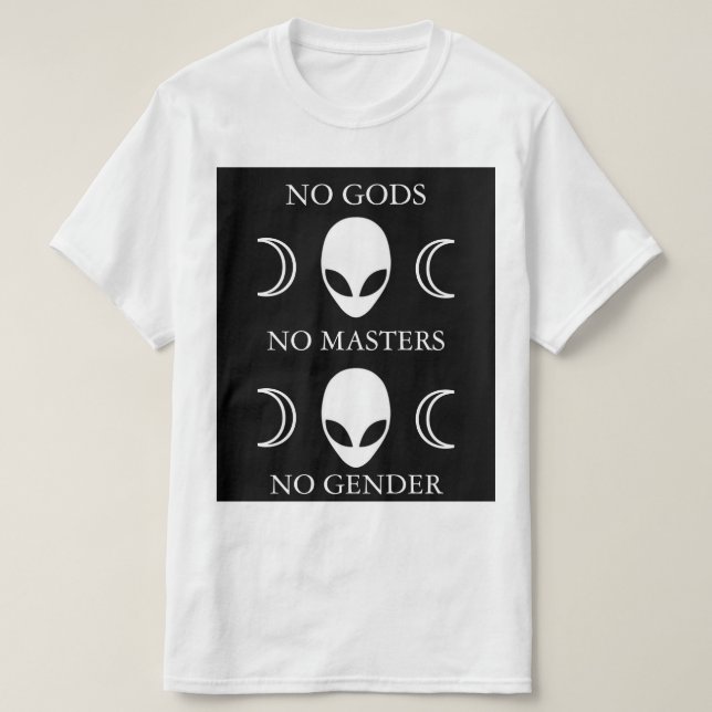 T-shirts NENHUNS DEUSES NENHUM MESTRADO NENHUM estilo 2 do (Frente do Design)