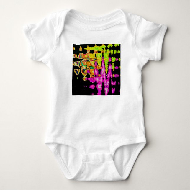 T-shirts Neon Glitch Abstrato Art Impressão (Frente)