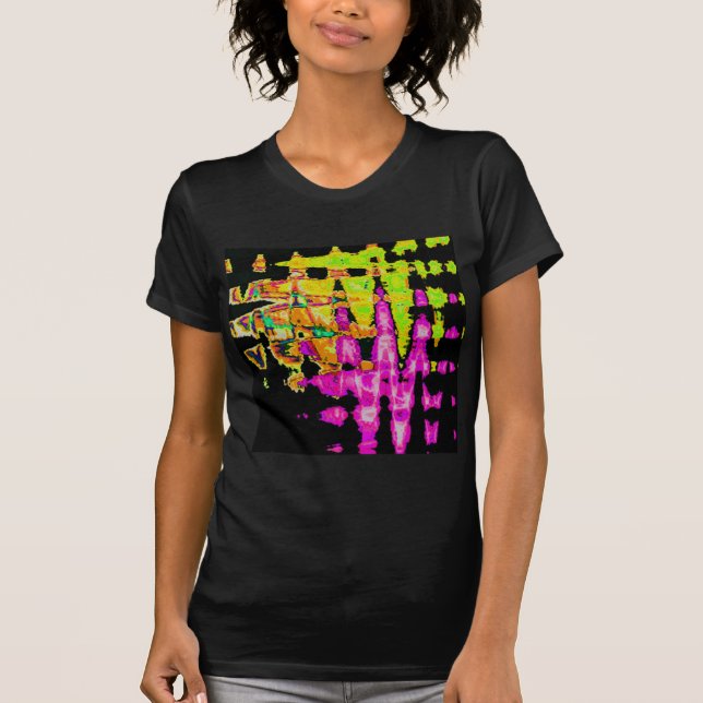 T-shirts Neon Glitch Abstrato Art Impressão (Frente)