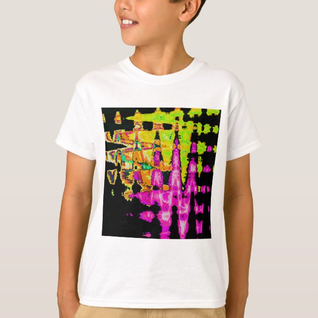 T-shirts Neon Glitch Abstrato Art Impressão (Frente)