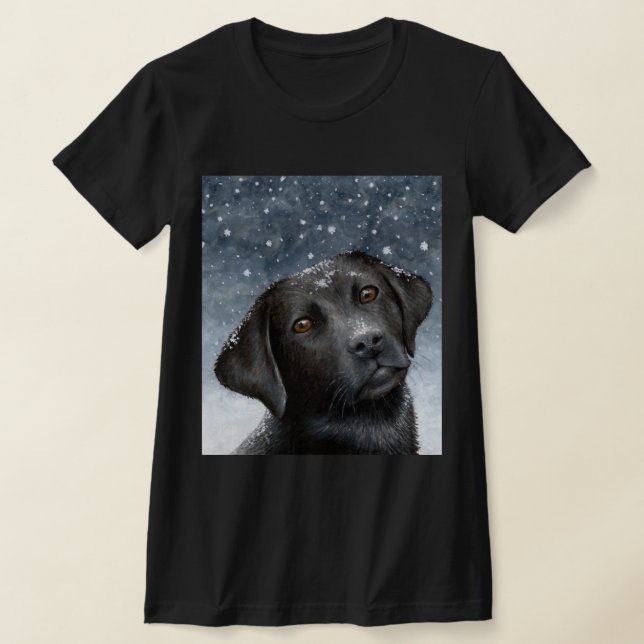 T-shirts Neve de inverno Black Labrador Dog 100 (Postura )
