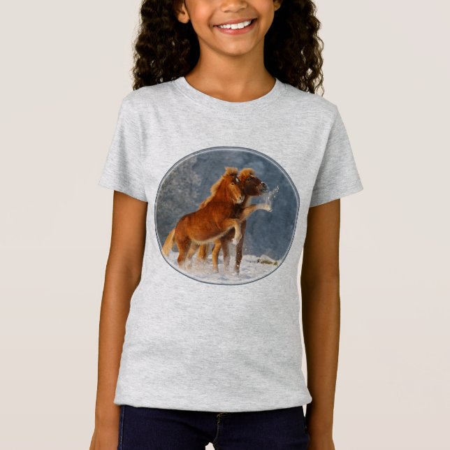 T-shirts Neve islandêsa do jogo do potro dos cavalos (Frente)