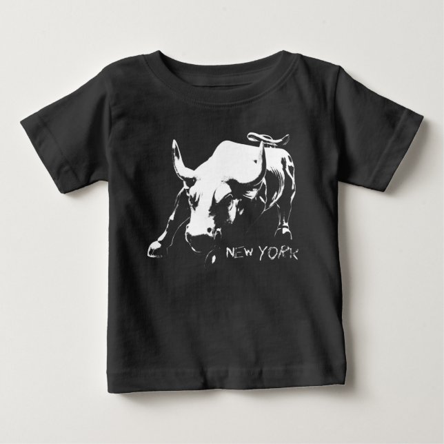 T-shirts New York Souvenir Baby Organic Shirt Bull Estátua (Frente)