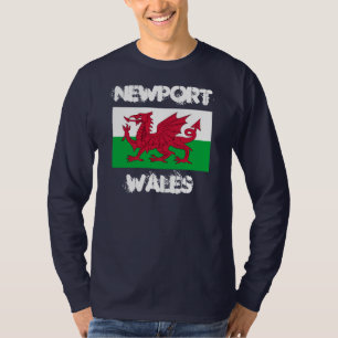 T-shirts Newport, Wales, com bandeira galesa