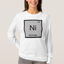 T-shirts Nicholas Nome Elemento Químico Tabela Periódica