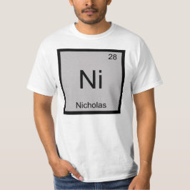 T-shirts Nicholas Nome Química Elemento Tabela Periódica