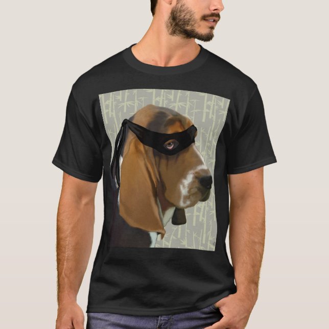 T-shirts Ninja Basset Hound Dog (Frente)