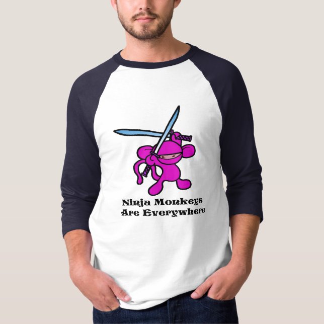 T-shirts Ninja cor-de-rosa aéreo (Frente)