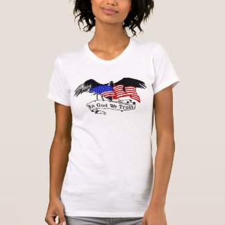 T-shirts No deus nós confiamos, branco e azul vermelhos