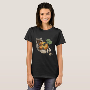 T-shirts No outono de Roll Raccoon Pumpkin