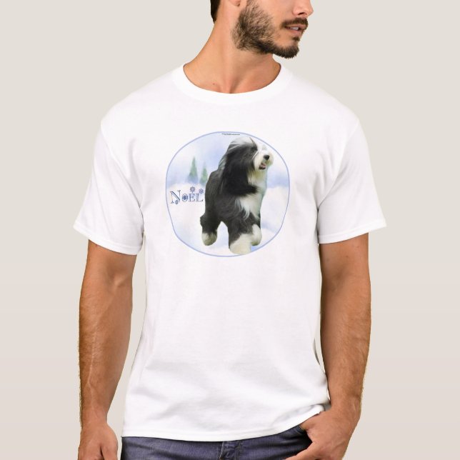 T-shirts Noel Bearded Collie (Frente)