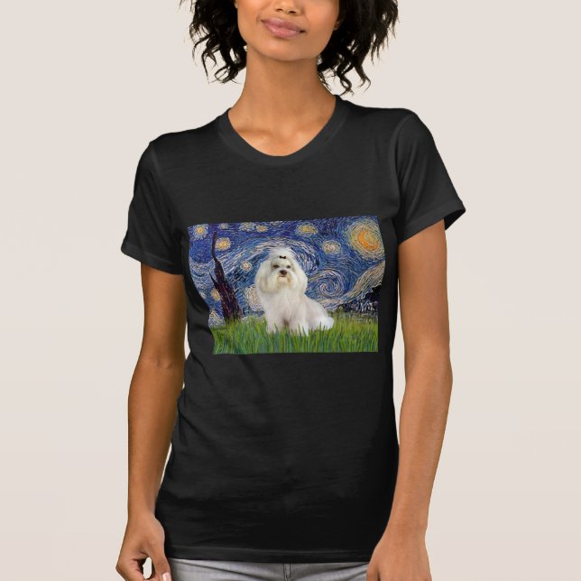 T-shirts Noite Estrelada - Havanese (branco/creme) (Frente)