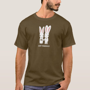 T-shirts Noiva e Noivo Coelhinhos com Texto Personalizado