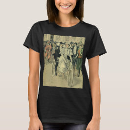 T-shirts Noiva e Noivo de Casamento Vitoriano em Bicicleta 