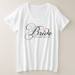 T-shirts Noiva Elegante Futura Sra. Branca Feminino<br><div class="desc">Clássica e refinada, esta camiseta branca apresenta "Noiva" em caligrafia elegante preta florida com um acento de coração vermelho. "Futura Sra." com um sobrenome personalizável fica abaixo para um souvenir de monograma personalizado. Uma escolha atemporal para chás de noiva, festas de noivado, fins de semana de despedida de solteira e...</div>