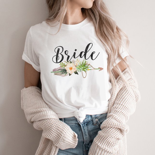 T-shirts Noiva| Tribo Bride | Seta para a pena,Seta Floral (Criador carregado)