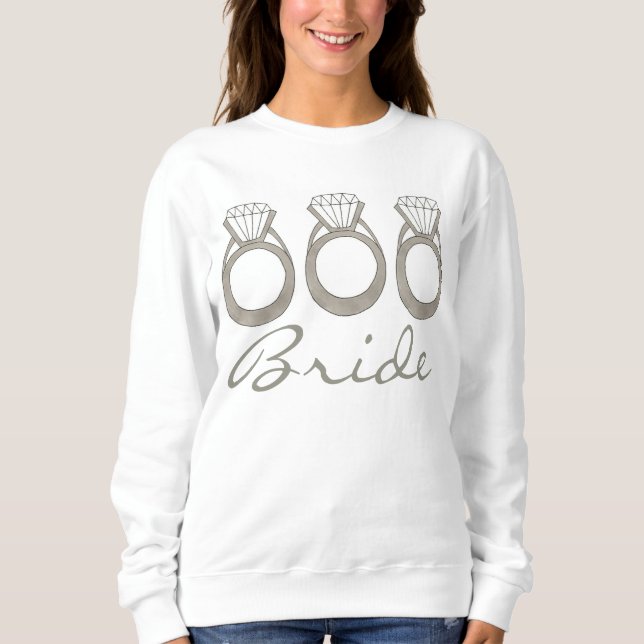 T-shirts Noivado Diamond Ring Weding BRIDE Sweatshirt (Frente)