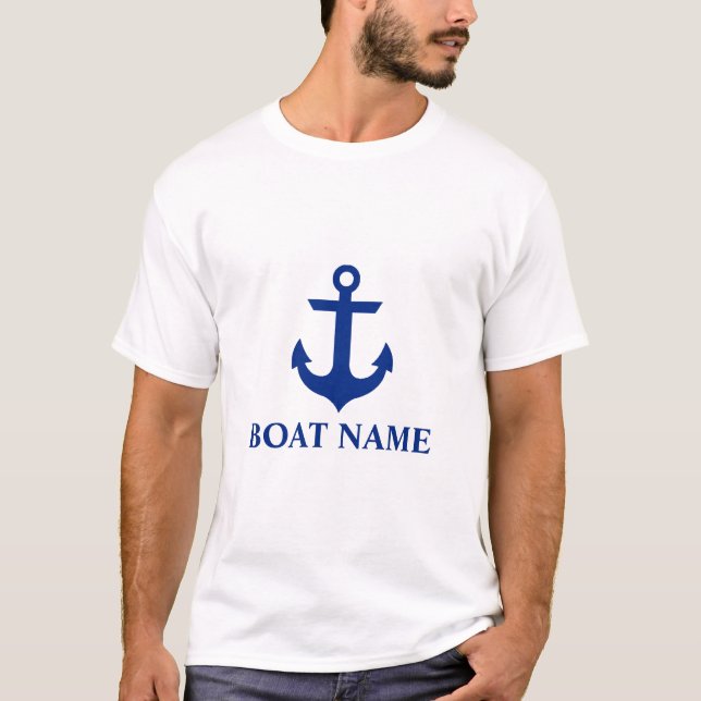 T-shirts Nome de barco náutico Âncora Branco (Frente)