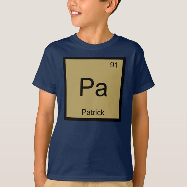 T-shirts Nome Patrick Elemento Químico Tabela Periódica (Frente)