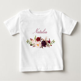 T-shirts Nome Personalizado Baby Girl Watercolor Floral-8
