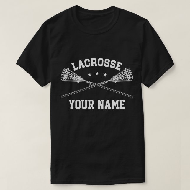 T-shirts Nome personalizado do Lacrosse (Frente do Design)