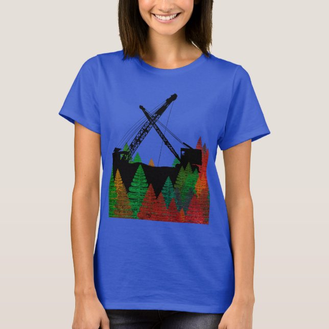 T-shirts Northwest Crane and Shovel OPERANDO arte de ENGENH (Frente)