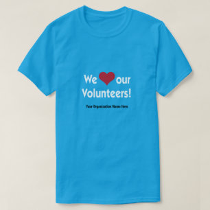 T-shirts Nós amamos nossos voluntários com coração verm