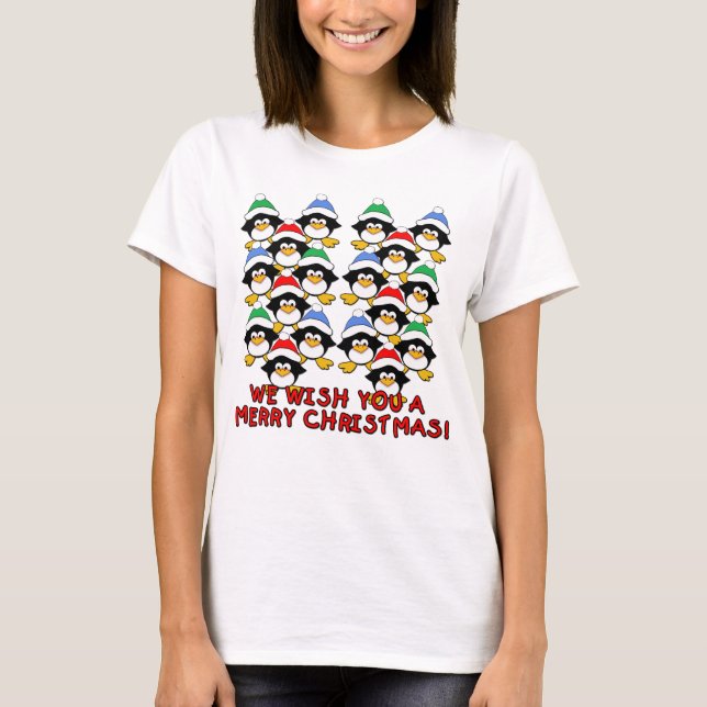 T-SHIRTS NÓS DESEJAMOS-LHE O FELIZ NATAL PINGUINS (Frente)