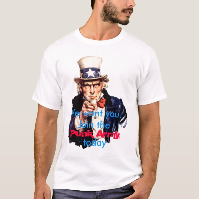 T-shirts Nós queremo-lo juntamo-nos ao exército do punk (Frente)