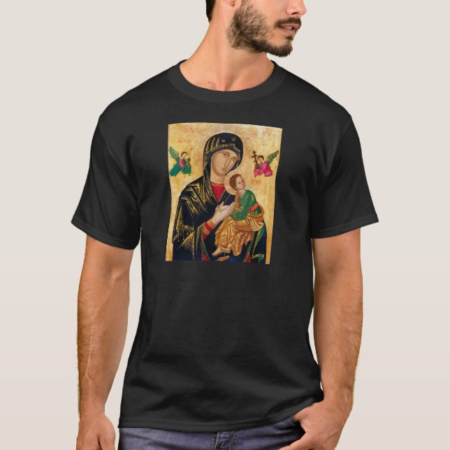 T-shirts Nossa Senhora do Ícone Perpétuo de Ajuda Virgem Ma (Frente)