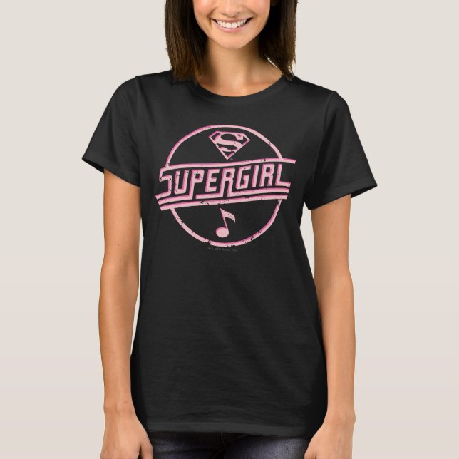 T-shirts Nota sobre Música Rosa Supergirl (Frente)