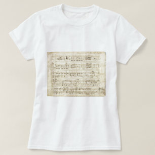 T-shirts Notas Musicais Antigas - Partitura de Chopin