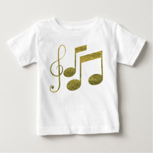 T-shirts Notas Musicais Douradas