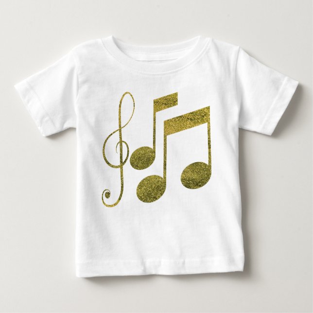 T-shirts Notas Musicais Douradas (Frente)