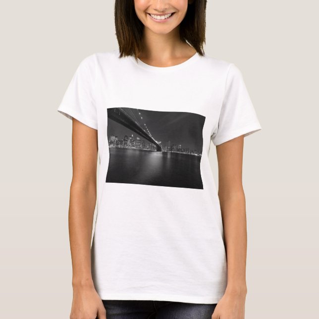 T-shirts Nova Iorque Branco preto - Skyline (Frente)