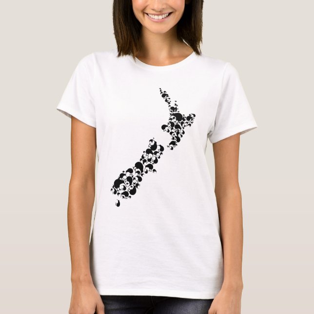 T-shirts NOVA ZELÂNDIA - cheio do kiwis - preto (Frente)