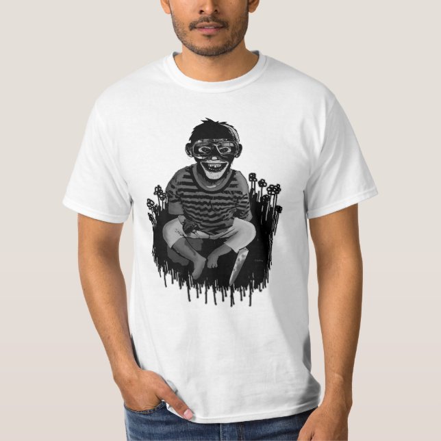 T-shirts Nunca confie um chimpanzé com uma faca de (Frente)