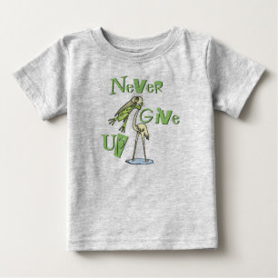 T-shirts Nunca dê acima a garça-real do bloqueio do sapo