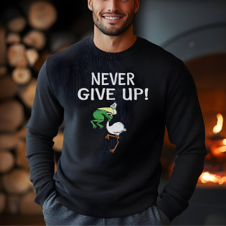 T-shirts Nunca desista do Pelicano Motivacional e do Sapo