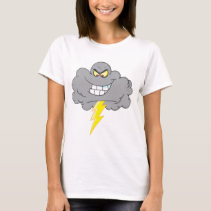 T-shirts Nuvem preta dos desenhos animados com relâmpago